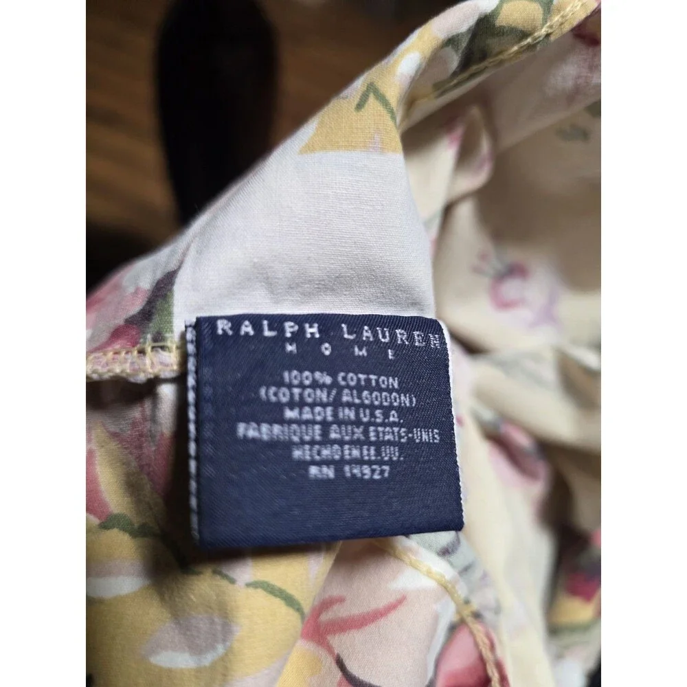 Vintage Ralph Lauren Sophie Brooke Qeen Size 2 Pillowcase Pair Yellow Cottage